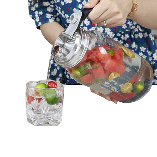 ガラス製保存瓶 | 約950ml 透明 気密密封,蓋付きガラス瓶 ハンドル付き - アパート キッチン パントリー 冷蔵庫 ジュース ヨーグルト ミルク コーヒー ティー レモネード用