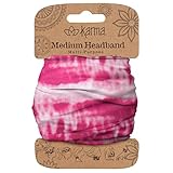 Karma Pink Tie Dye Headband for Women - Medium - Fabric Headband and Stretchy Hair Scarf - Pink