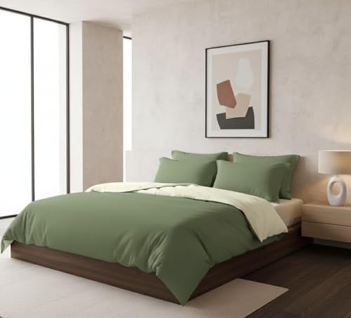 Image of Dual Tone Reversible Ultra-Soft Heavy Glace Cotton AC Comforter Double Bed | 90x100 Inch |Filled with Pure Microfiber | All-Season Premium Comforter (Mist Green)
