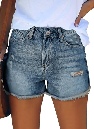 Image of CHICZONE Womens Mid-High Waisted Stretchy Denim Jean Shorts
