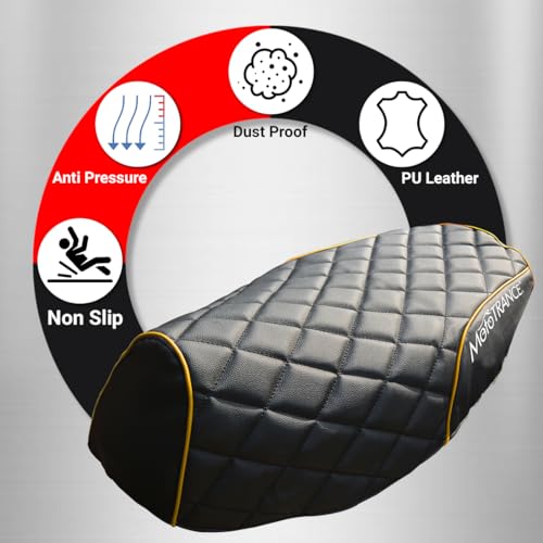 Image of Mototrance Black Yellow | PU Leather Designer | Anti-Slip | Waterproof | Ergonomic Design | Custom Fit | Bike Scooty Seat Cover | MTSC-304-BLYW | Compatible with Honda Dio