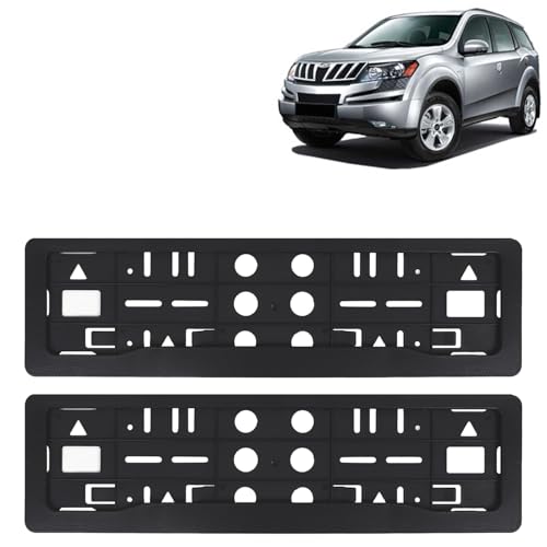 Image of KINGSWAY XUV 500 Car Number Plate Frames for All 2011 to 2015 Models of Mahindra Car Registration Plate Holders, Black Licence Plate Covers (Front and Rear), Universal Size 51.5 x 14.5 cm