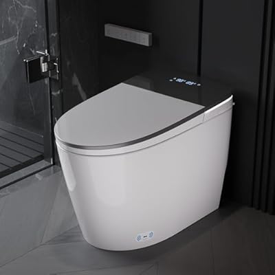 DeerValley Smart Toilet with Voice Control and Programmable Wash, Tankless Elongated ADA Bidet Toilet in White with Auto Flush, Auto Open&Close, Heated Seat, Warm Dryer, Saving Bidet Toilet