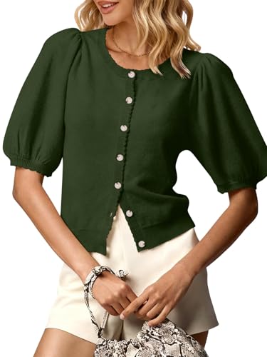 GREAIDEA Womens Puff Short Sleeve Cardigan 2026 Spring Summer Sweater