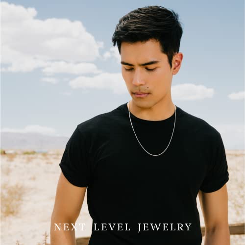 Next Level Jewelry Genuine Solid Sterling Silver Round Box Link .925 Rhodium Heavy-Duty Necklace Chains 1Mm - 5Mm, Silver Chain For Men & Women, Made In Italy, 2Mm,22 #TOP2