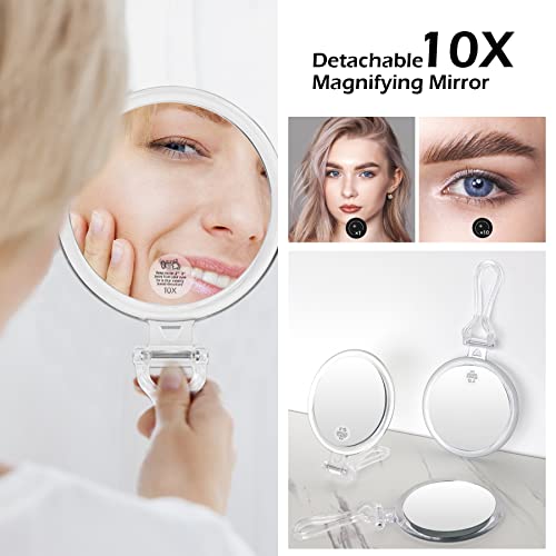 Wangselect Lighted Makeup Case With Full-Screen Hd Mirror Travel Makeup Train Case With Adjustable Dividers Cosmetic Bag With Foldable 1X/10X Magnifying Mirror And Jewelry Box Phosphor #TOP2