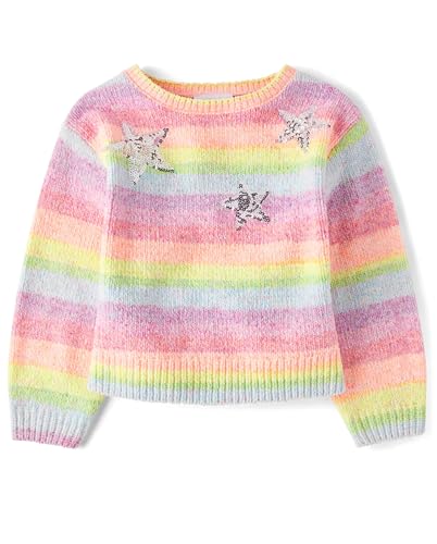 The Children's Place Girls' Long Sleeve Crew Neck Pullover Chenille Sweater