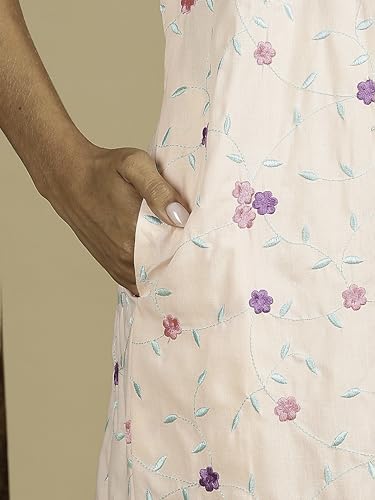 Image of 9shines Label Stylish Chikankari Cotton Nighty Maxi for Women | Full Length Nightgown | Nightdress with Pocket | Embroidery Nighty | Soft Comfortable Cotton Nightwear (1545)