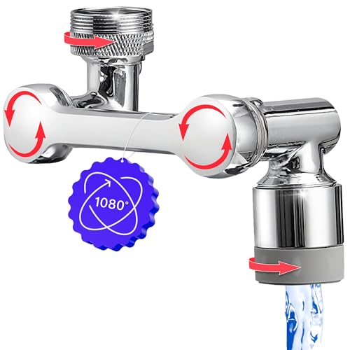 Aireador Grifo Extensión de grifo de grifo giratorio – 1080 grados incluye aireador de ahorro de agua – Universal M24 M22 M20 grifo accesorio giratorio para cocina baño