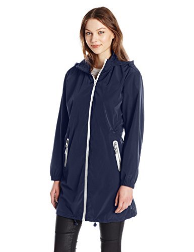A|X Armani Exchange Women's Zip Up Hooded Water Resistent Rain Coat, Navy 1510, X-Large