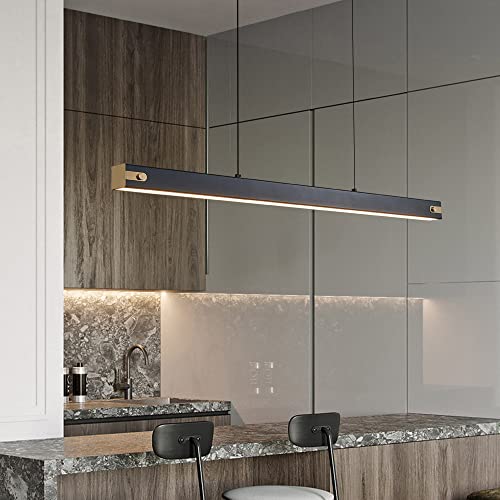 Lámpara Colgante Lineal LED de techo en metal negro con tres modos de color para mesa de comedor 3