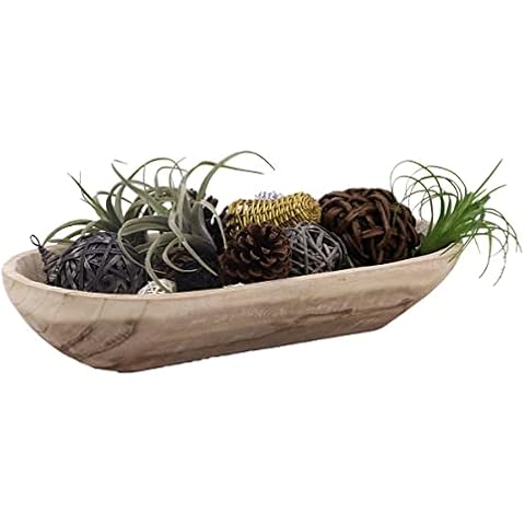 Athaliah Large Wooden Dough Bowls 23.75'',Hand Carved Rustic Long Wood Dough Bowl Wooden Decorative Bowl Farmhouse Large Wooden Bowls for Dining Table Centerpiece Decor Cover