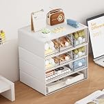 Storystore Desk Organizer with 9 Drawers, 4 Tier Plastic stackable Storage Drawers, Desk Organiser Drawers Stationery Storage Box for School Office Home Makeup Desk Supplies (White)