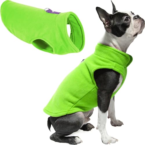 Image of Gooby Fleece Vest Dog Sweater, Lime, X-Large | Soft warm fleece; Pullover, easy on /off (no zippers); O-ring leash attachment; Machine washable