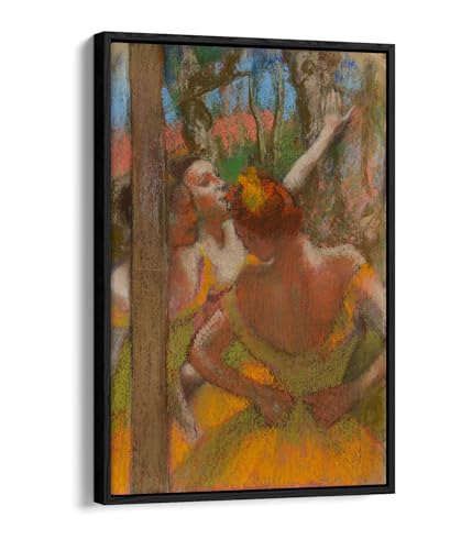 Impression sur toile Dancers Edgar Degas avec cadre flottant noir 50x75 cm