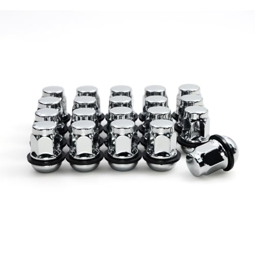 Honishen M12x1.5 Lug Nuts for Select Honda and Acura, Factory Style Chrome Radius Seat with Washer - 13762-07-20AM (20 Pack)