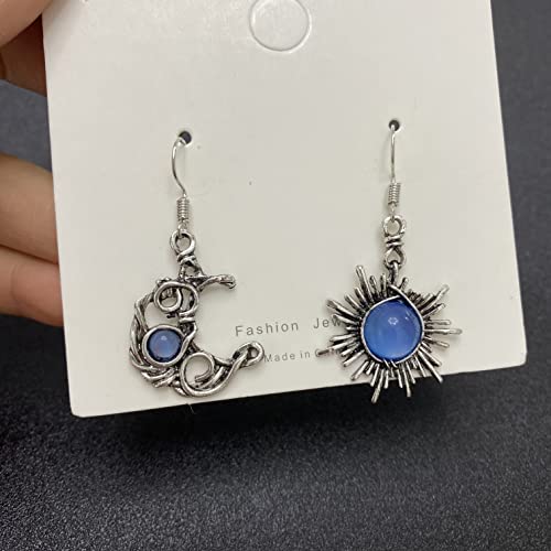Boucles d'oreilles lune et soleil en argent, le cadeau idéal