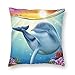 HZLM Housse de coussin décorative en forme de dauphin jouant au récif de corail - Décoration d'intérieur - 45 x 45 cm