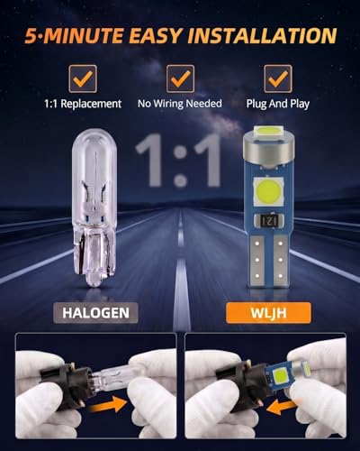 Image of WLJH High Bright Green Instrument Panel Cluster Gauge Indicator Warning Lamp Bulb Full Led Light Kits For Ford Ranger 1995-2003,Pack of 25 | 3030 SMD, Stable Performance, Dimmable, Gauge Speedometer Illumination, Warning Indicator Light 25-Pack