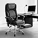 COLAMY Ergonomischer Chefsessel aus Leder mit 6-Punkt-Massage & 3-Stufen-Heizfunktion, höhenverstellbar, verstellbare Rückenlehne, ausziehbare Fußstütze – Büro & Home Office, Schwarz