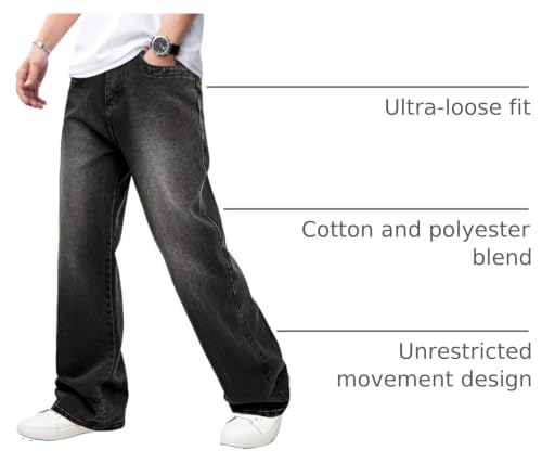 Image of GINGTTO Men's Baggy Barrel Jeans Wide Leg Y2K Denim Pants | Loose Fit Streetwear Casual Hip Hop Skater Vintage Style