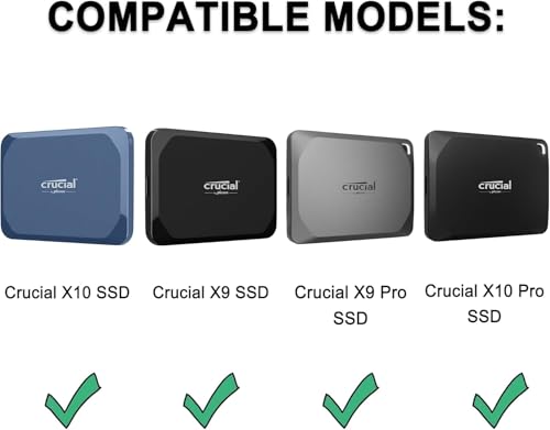 Image of M.G.R.J Portable Carrying Case Cover for Crucial X9 / X9 Pro / X10 / X10 Pro SSD 1TB 2TB 4TB 6TB 8TB USB 3.2 Portable External SSD Shockproof Water Repellent Storage Travel Bag (Hard|EVA|Black)