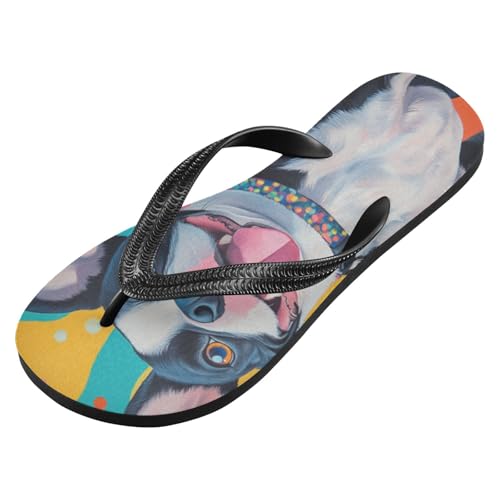 Pug Colorful Bubble Flip Flops for Beach Thong Sandals Anti-slip Lightweight Shower Shoes for Summer Travel Swim2
