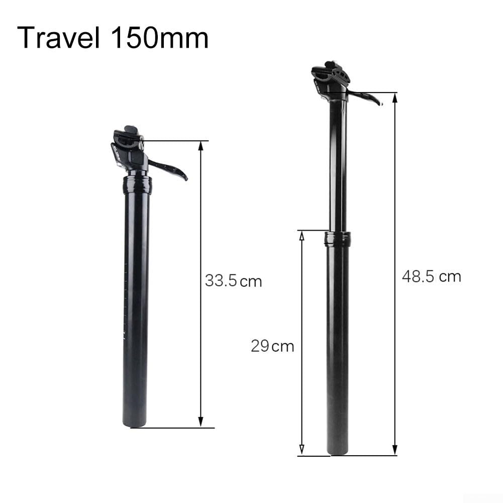 Yhenlovtt Tige de selle Dropper 31,6 mm avec commande manuelle pour VTT, tige de selle en alliage d'aluminium avec débattement réglable pour vélo tout-terrain