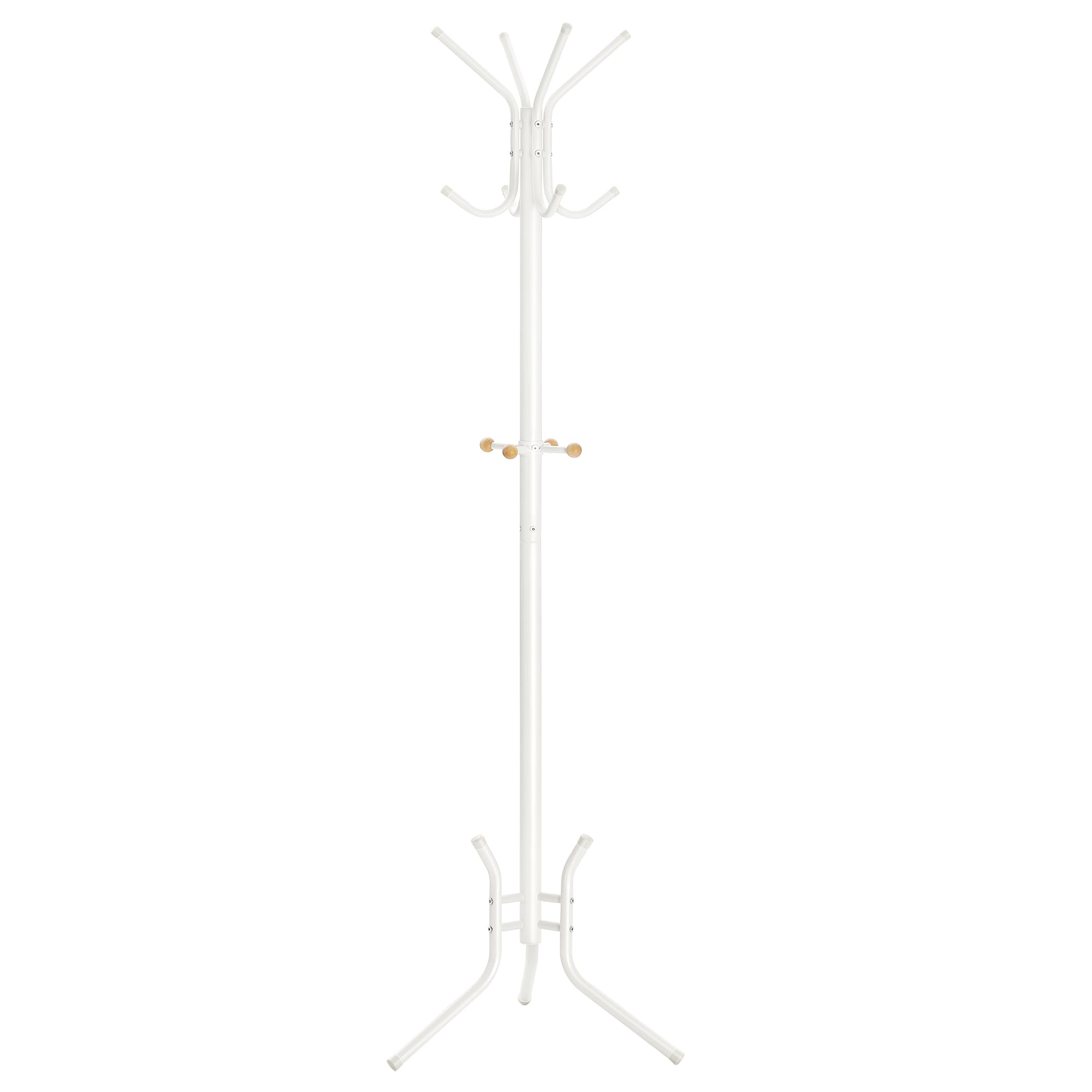 SONGMICS Appendiabiti da Terra, Attaccapanni Autoportante in Metallo, Altezza 178 cm, 12 Ganci, per Vestiti, Cappelli, Borse, Bianco Perla RCR017W01