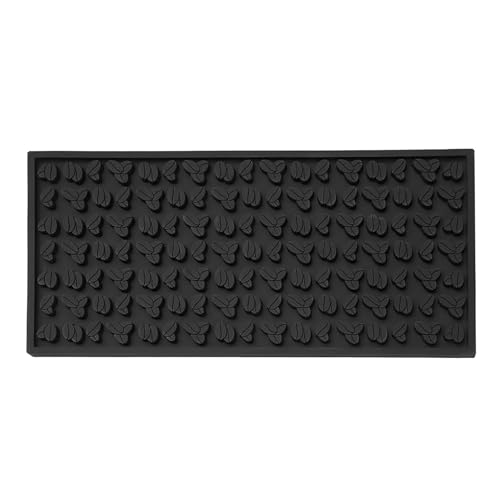 Tappetino da bar, 30 x 15 cm, in PVC, scolapiatti con motivo a chicchi di caffè, tappetino per troppopieno, ad asciugatura rapida, per bar, cucina, caffetteria, ristoranti (nero)