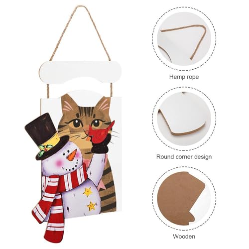 Chat au ruban imprimé Noël peinture bois cadeau idéal pour petits et grands