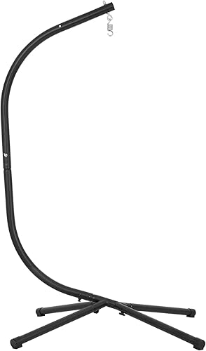 PayLessHere - Hamaca colgante con forma de columpio de porche para interiores y exteriores de acero sólido solo la construcción color negro