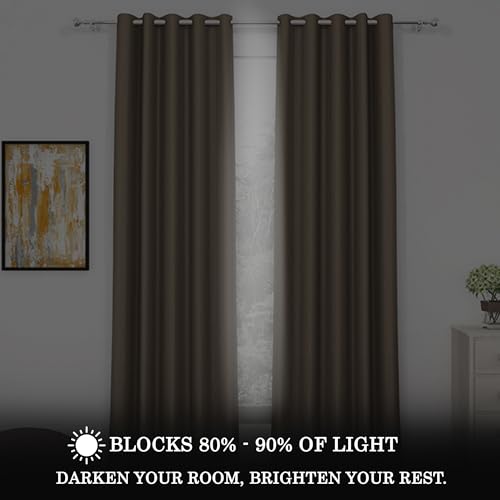 Image of Story@Home 100% True Blackout Window Curtains 5 Feet Long Set of 1 | Solid Design |Room Darkening Curtain | Thermal Insulated Curtains for Living Room, Bedroom | (116 X 152 Cm, Tan Beige)