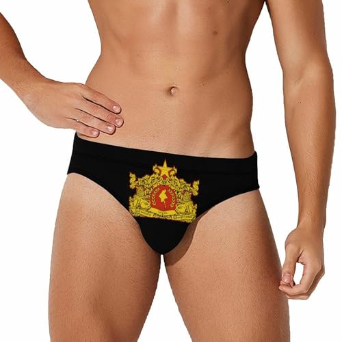 State Seal of Myanmar Men's Swim Brief Sexy Bikini Swimwear Swimsuit Trunks Bathing Suits