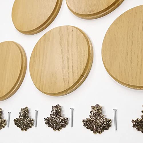GTK Oferta 5 placas de cuña redondas de roble claro AF 17 cm, tabla cuña, tabla de especias, placa de trofeo, con 5 hojas de roble, portada pequeña