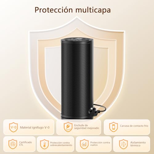 1800W Calentador Bajo Consumo,Calefactor Ceramico de Calentamiento Rápido con Mando, Oscilación de 70°, Temporizador 12H y Protección Contra Sobrecalentamiento,para Baños, Dormitorios y Salones - imagen 3