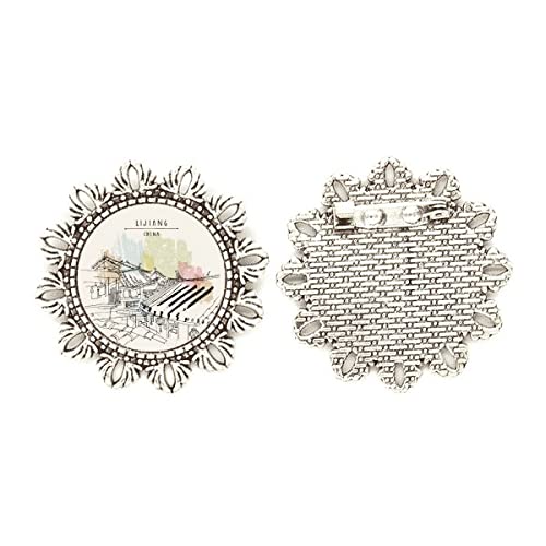 Broche de plata con flor Lijiang en tamaño mediano para solapa