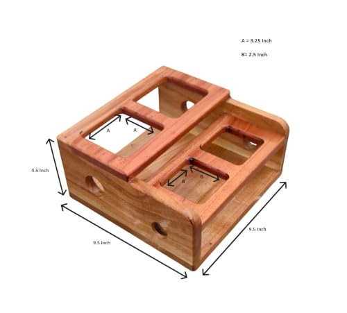 Image of WOODFARM Countertop Natural Wood /Wooden Rack /Stand for Oil Bottle /Dispenser, Seasoning Storage Holder /Organizer - 4 Hole