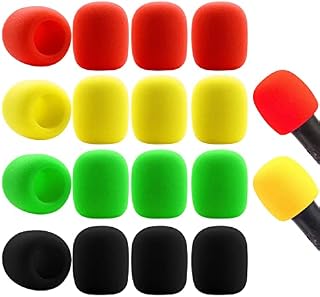 16 Pack Foam Mic Cover Handheld Microphone Windscreen Household KTV Non-disposable Microphone Sponge Cover Blowout Cover Windproof Sponge Cover (4 Color)