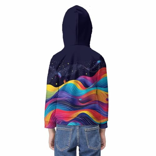 Pull à capuche imprimé 3D pour ados 12-14 ans, sweatshirt à cordon avec poches