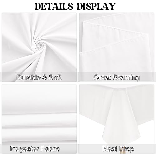 Image of 4 Pack Rectangle Tablecloth 60x102 Inch White Washable Polyester Table Cover for Wedding Dining Table Buffet Parties Banquet Decoration(White)