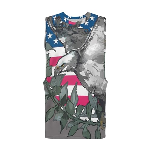 Image of Zhyaj Summer Tanks Top for Men Flag Graphic Print Sleeveless Shirts Casual Working Out Vest T-Shirts Loose-Fit Men's Tank