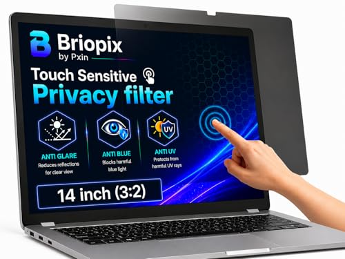 Image of Briopix Aura 14 Inch (3:2) | Touch Sensitive Privacy | Anti Blue | Anti Glare | UltraThin | UV Block & BLUVLIGHT Block Layer | Privacy Filter compatible with HP /Dell /Lenovo /Asus /Acer