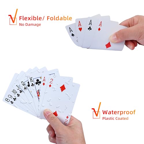 12er-Pack Standard-Spielkarten mit Kunststoffüberzug im Pokerformat – 6 rote und 6 Blaue Decks – Papier mit blauem Kern, Kasino-Qualität, Spielzeug-Geschenk für Familienspiele und Poker – Bild 3