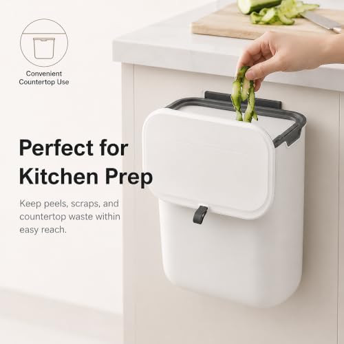 Caneca de basura rectangular compacta 7L blanca miniatura 6