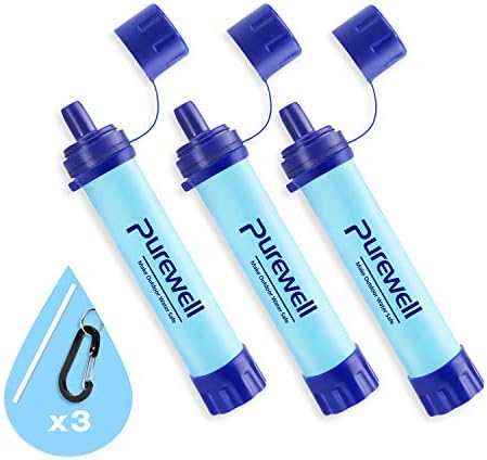 Purewell Outdoor Water Filter Personal Water Filtration Straw Emergency Survival Gear Water Purifier for Camping Hiking Climbing Backpacking
