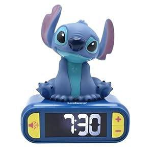 Lexibook, Disney, Luz Nocturna De Stitch Despertador, Sonidos Y Melodías, Pantalla Lcd Retroiluminada, Luminoso, Snooze, Azul (Rl800d)