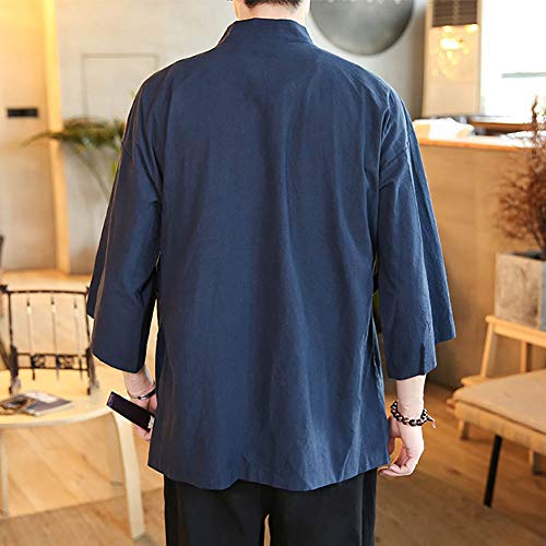 StarDY Men's Chinese Style Linen Cardigan Jacket loose kimono Jacket Solid Color Self-tie Hanfu Traditional Clothing3
