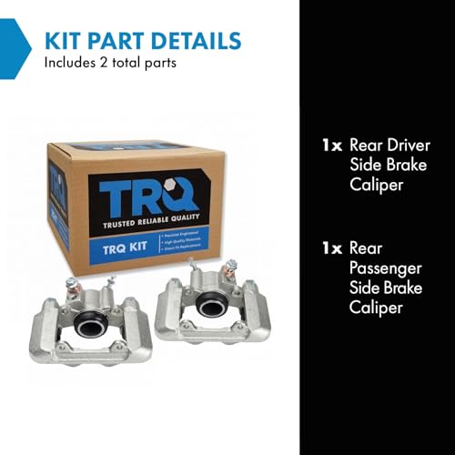 Image of TRQ Rear Driver and Passenger Side Brake Caliper Set Caliper Brackets Hardware Compatible with 05-06 Toyota Corolla 03-08 Matrix 00-05 Celica 03-06 Pontiac Vibe