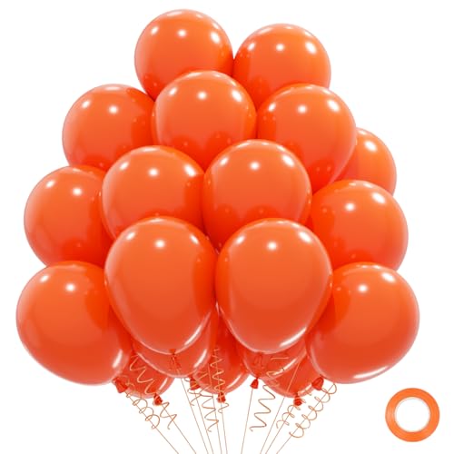 QIFU Ballons Orange, 50 pcs Ballon Orange en Latex 12 Pouces Ballon Halloween avec Ruban pour...